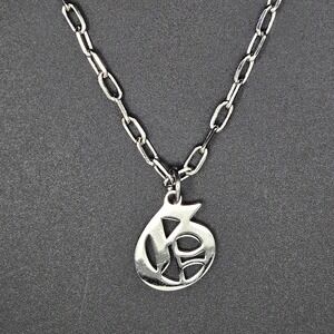 farrah b Silver Tone Link Chain Necklace Gothic Style "G"‎ Initial Charm Pendant